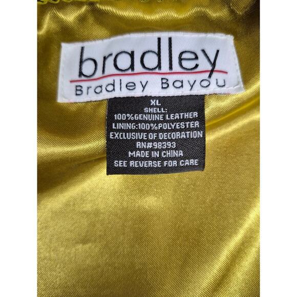 90s Bradley Bayou Yellowish Green Suede Jacket with Metal and Braided Accents XL - Picture 4 of 5